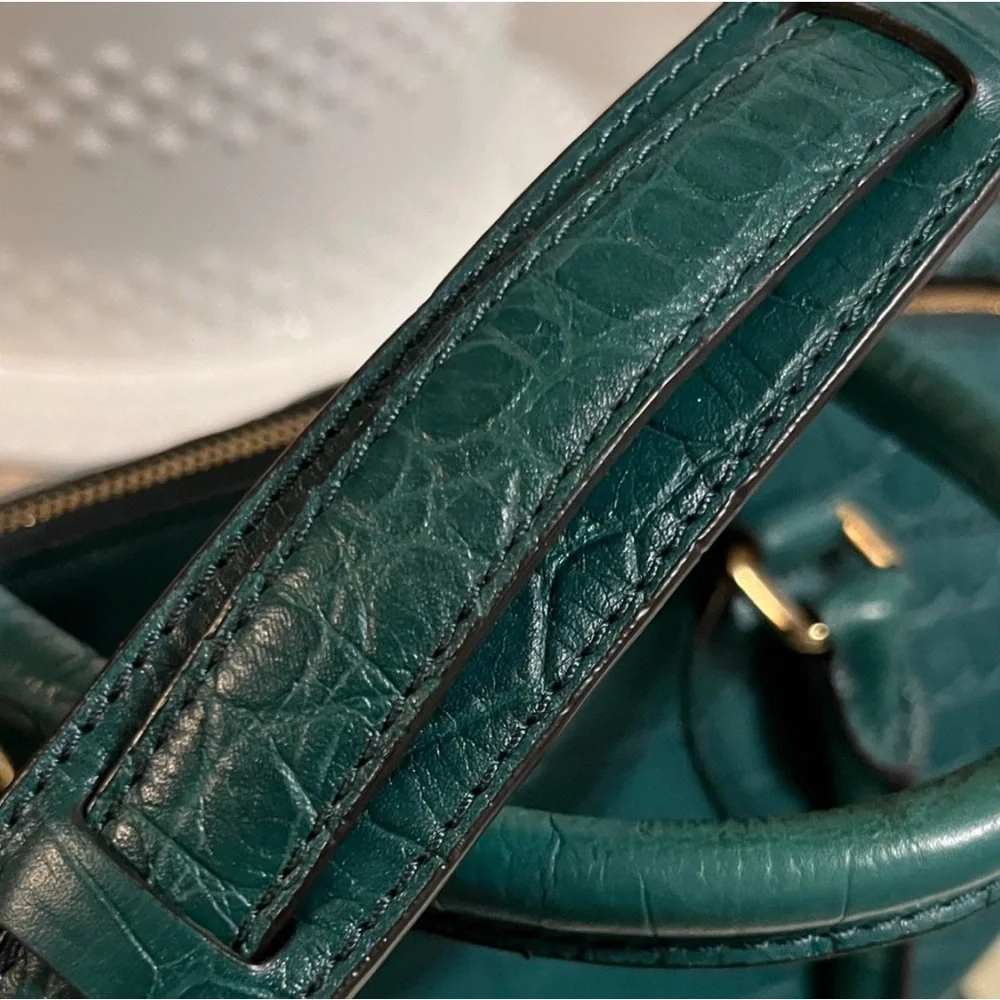 MCM 1st Lady Collection Teal Crocodile-Embossed Satchel
